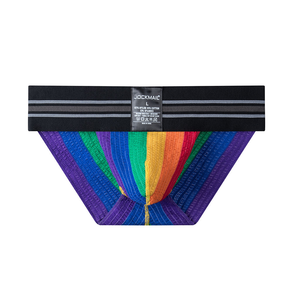 Jockmail Jockstrap Rainbow High Rise Underwear Cotton Packing gear Packing Briefs