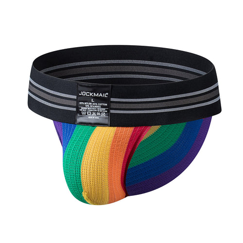 Jockmail Jockstrap Rainbow High Rise Underwear Cotton Packing gear Packing Briefs