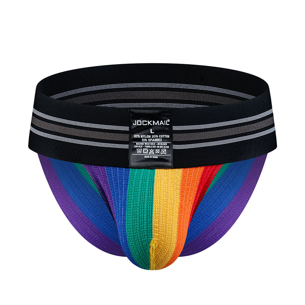 Jockmail Jockstrap Rainbow High Rise Underwear Cotton Packing gear Packing Briefs