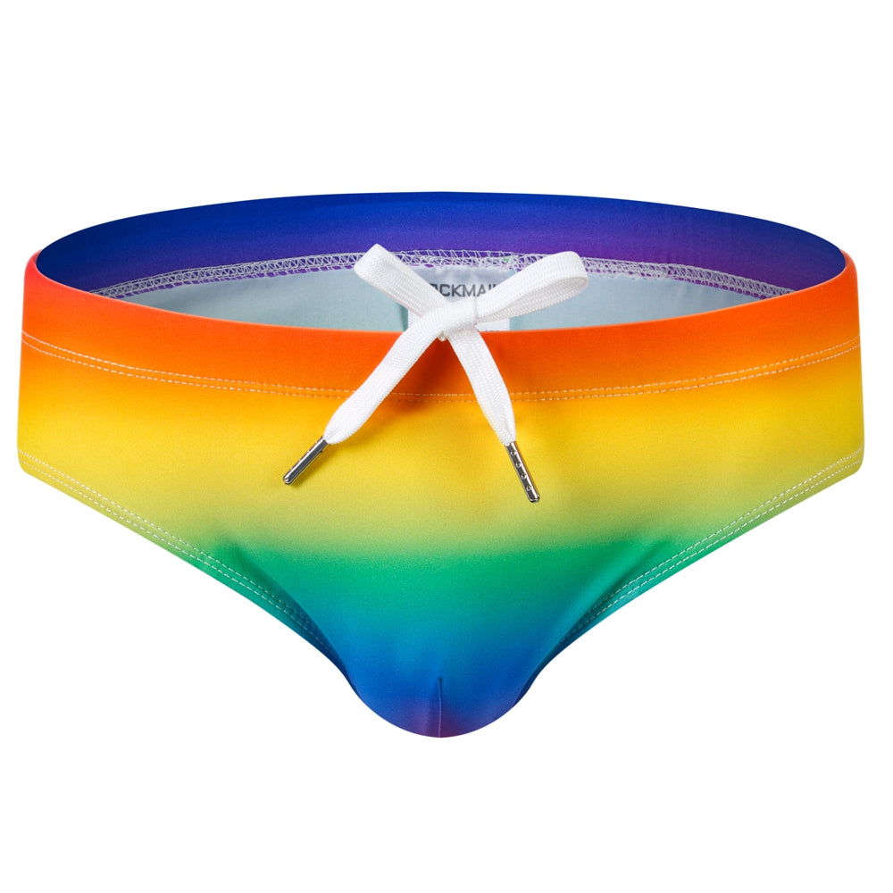 Jockmail FTM Rainbow Swim Trunks Quick Dry Solid Swimsuit Sports Shorts with Bulge  Swimwear