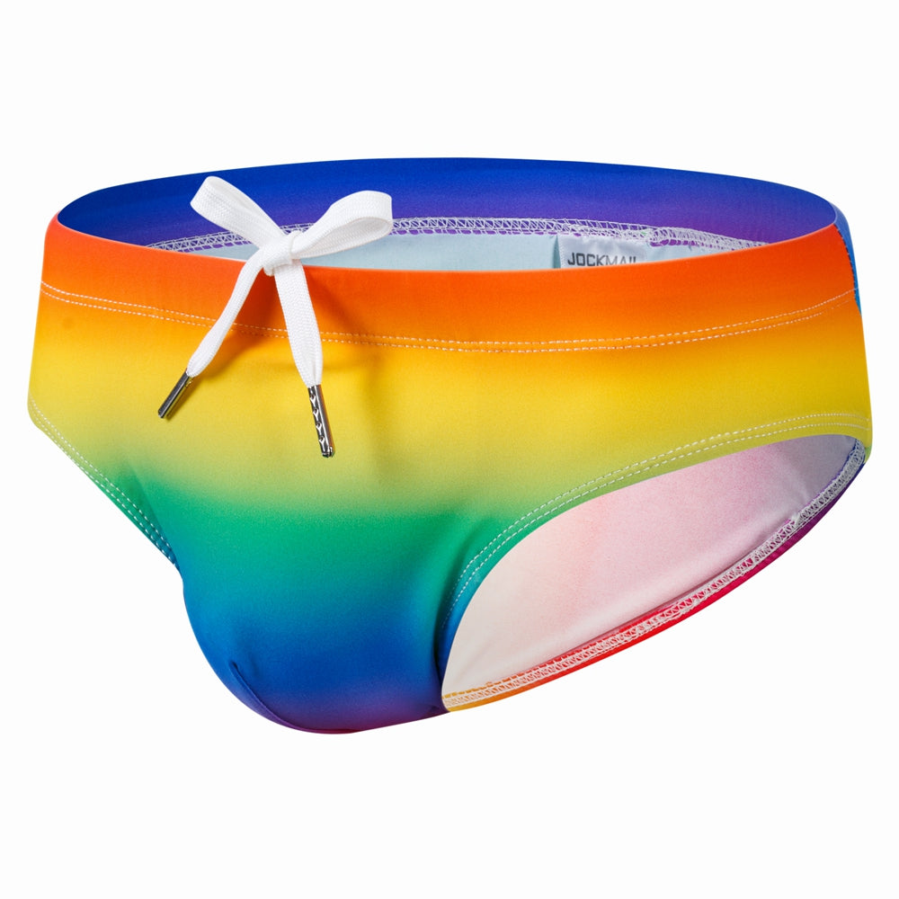 Jockmail FTM Rainbow Swim Trunks Quick Dry Solid Swimsuit Sports Shorts with Bulge  Swimwear
