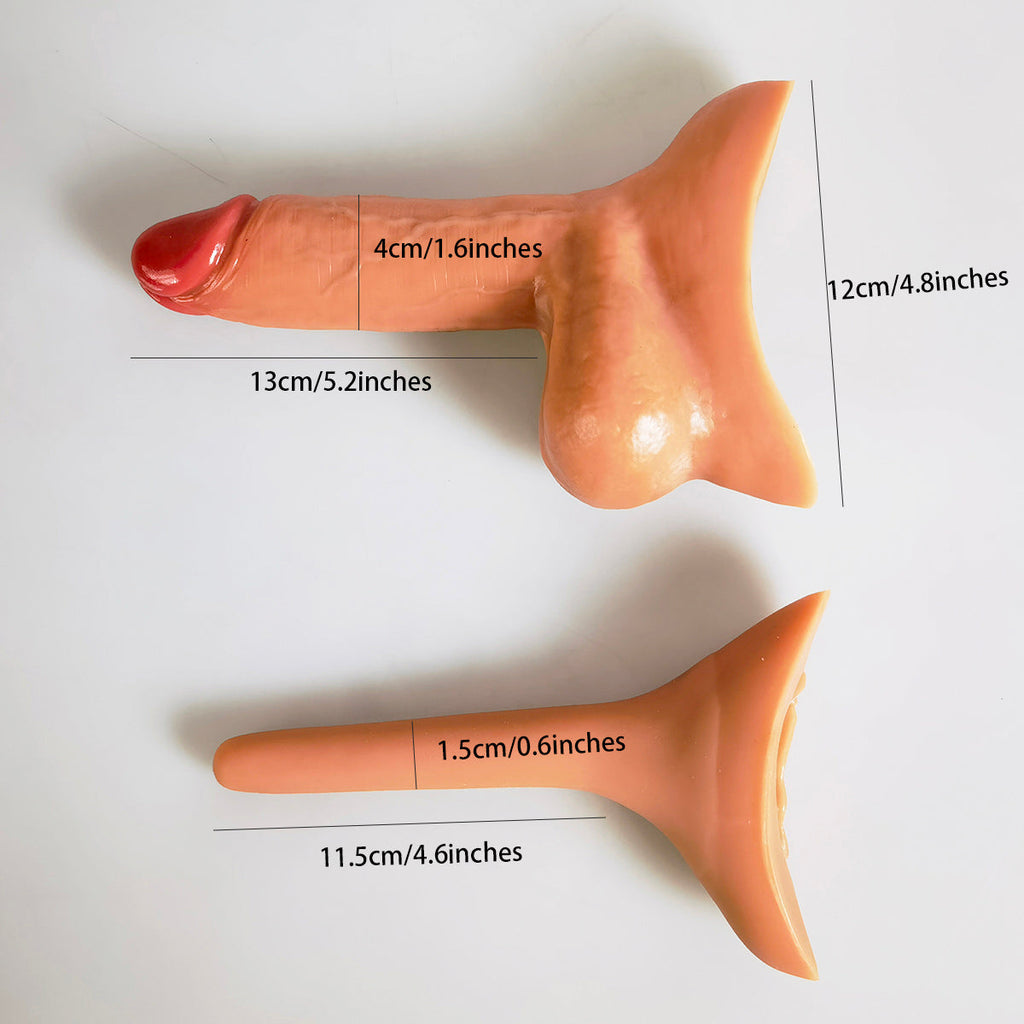 MRIMIN FTM Transgender Prosthetic Movable Testicles 3 in 1 Strap On Penis Packer STP Device for Transgender-B2G2 - MRIMIN