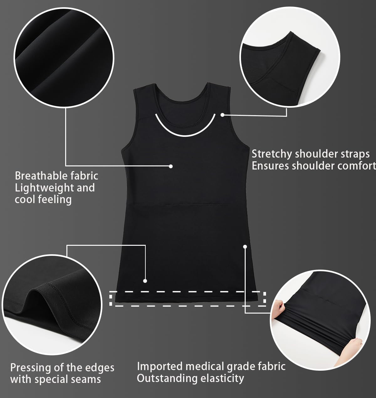 MRIMIN Transgender FTM Women Breathable Tank Chest Binder-MRB05