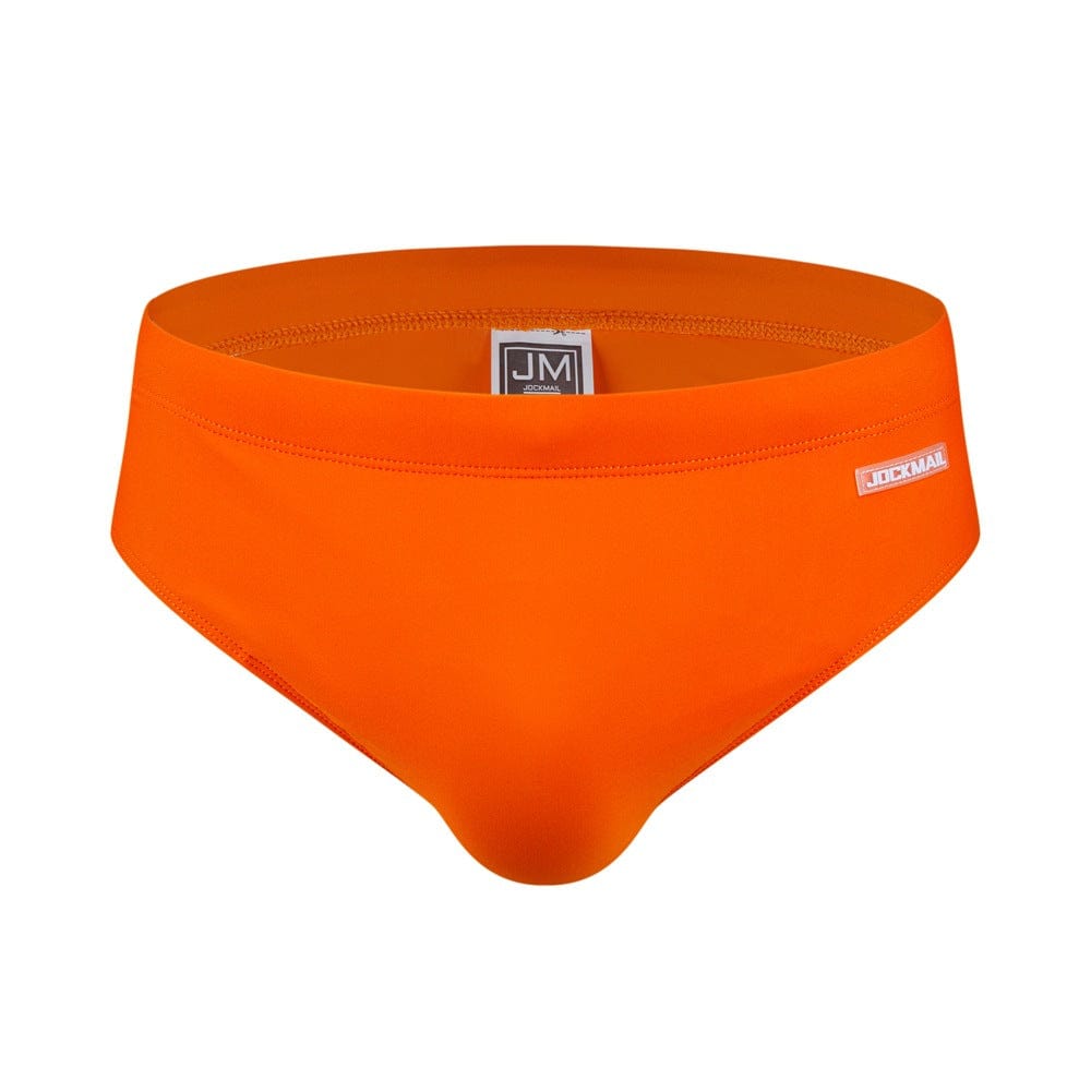 Jockmail Underwear M(27-29") / Orange Jockmail FTM Swim Trunks Solid Swimsuit Sports Shorts with Bulge  Swimwear Bathing Suit -JM13