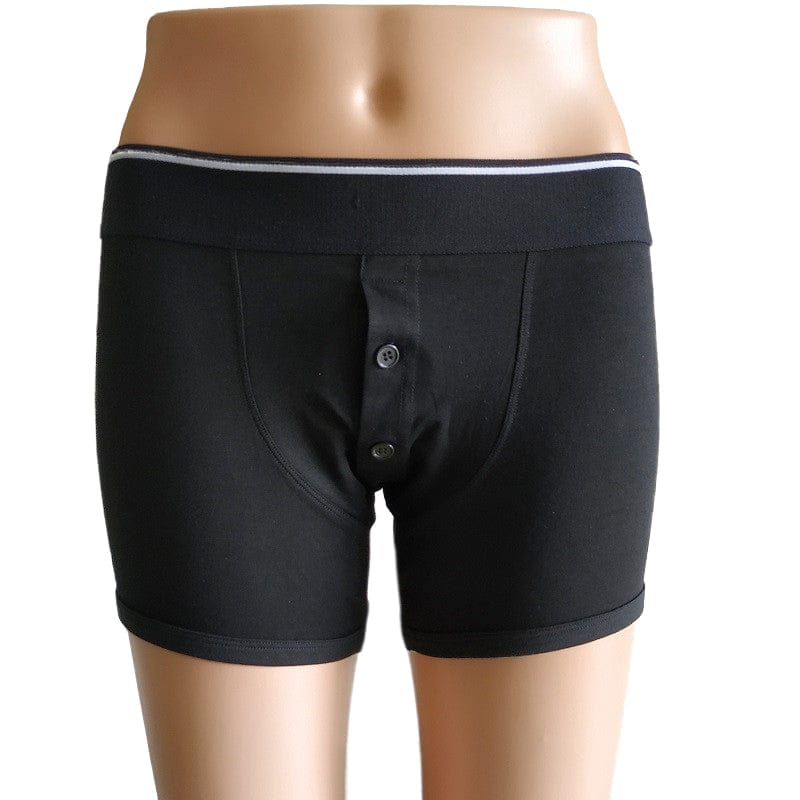 MRIMIN L-Waist 33-37"(83-93cm) MRIMIN FTM Packer Wear Gear Sports Boxer Strap-On Underwear with Button Fly O Ring-UD01