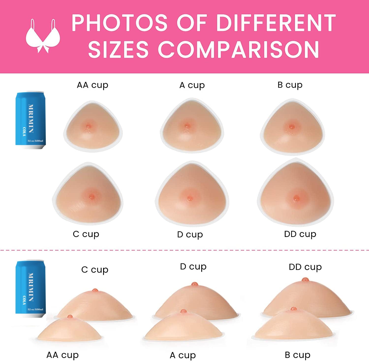 MRIMIN MRIMIN MTF Self Adhesive Silicone Triangle Breast Forms for Mastectomy Transgender Cosplay Trans Women
