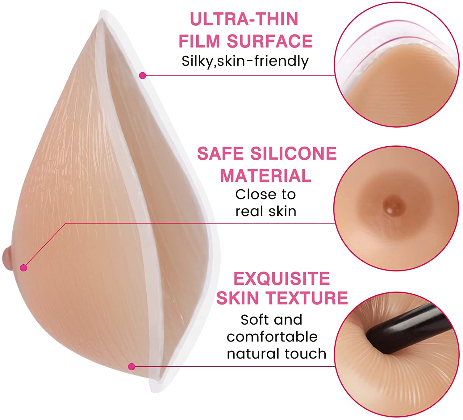 MRIMIN MRIMIN MTF Self Adhesive Silicone Triangle Breast Forms for Mastectomy Transgender Cosplay Trans Women
