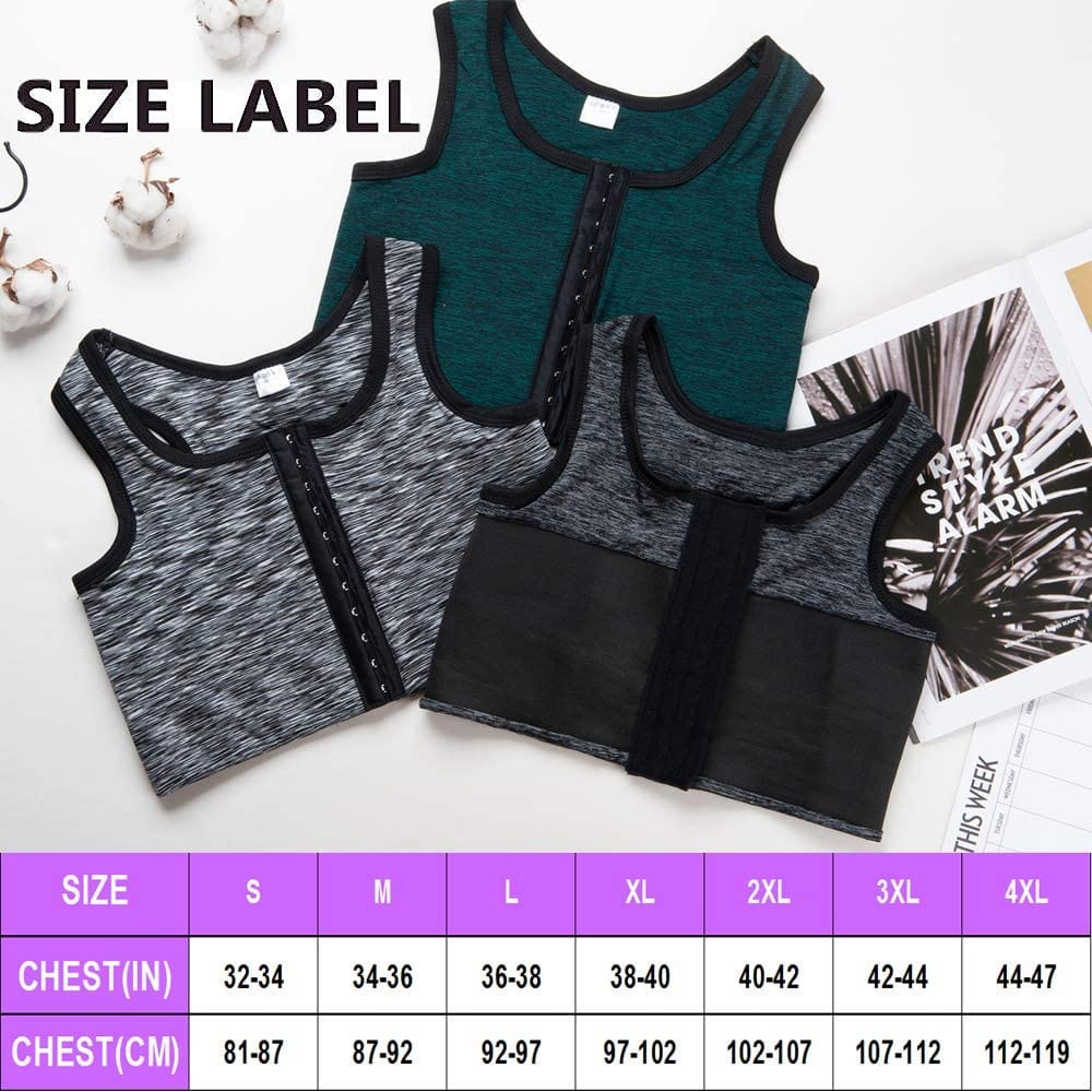 MRIMIN Shapewear MRIMIN FTM 3 Rows Central Clasp Chest Binder Tank Top For Tomboy Transgender-MRB04