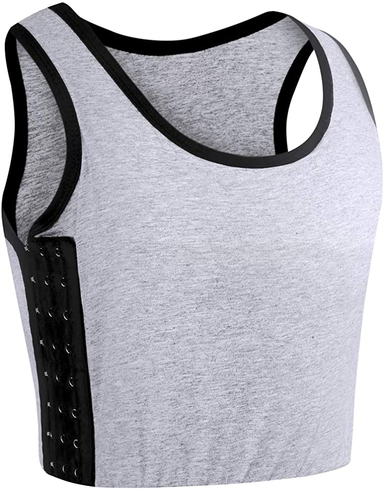 MRIMIN Transgender Supply Grey / M MRIMIN FTM Women Tomboy Breathable Cotton Elastic Band Colors Chest Vest Binder Tank Top